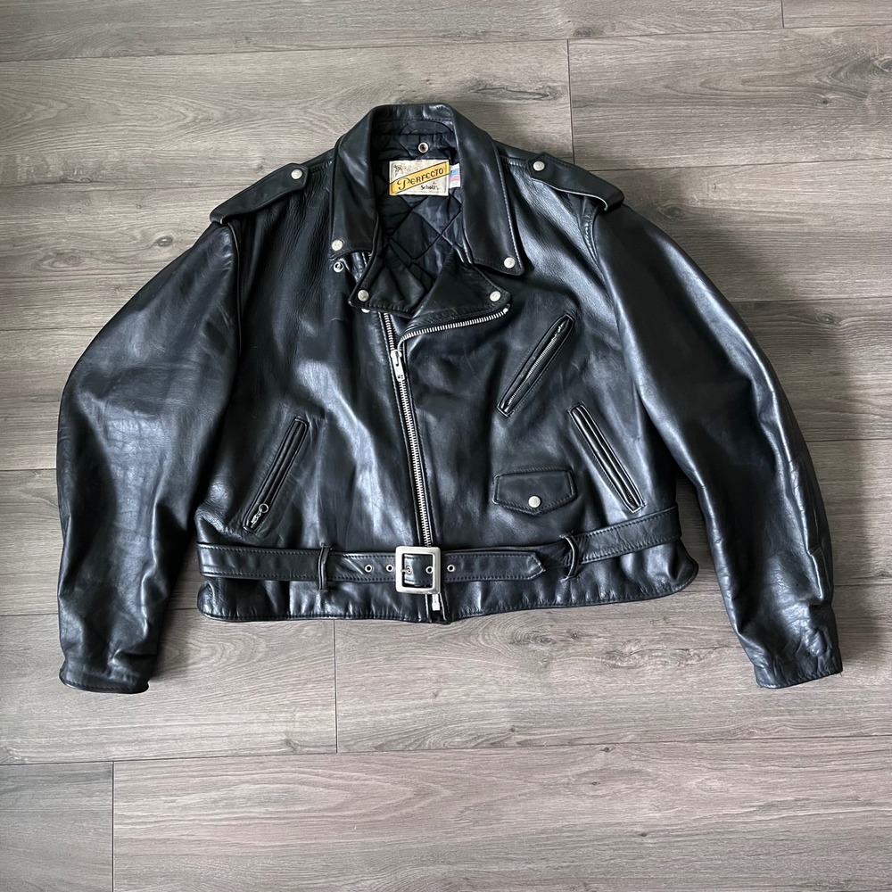 Schott NYC Perfecto 618 Leather Motorcycle Jacket Bla… - Gem